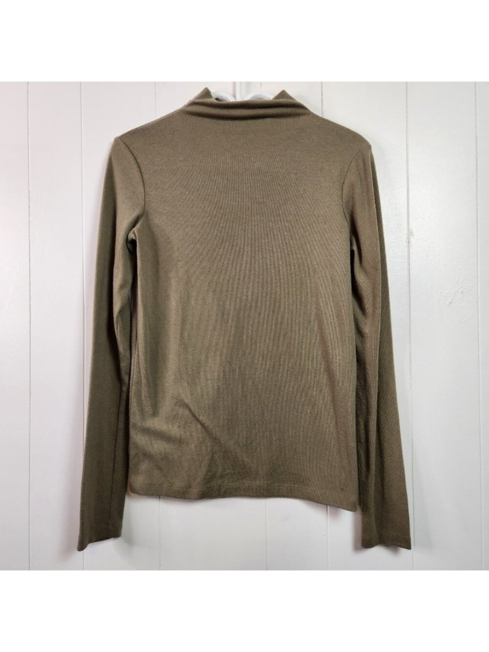 Oak + Fort Taupe Brown Mock Neck Long Sleeve Knit Top Thin Sweater Size XS Basic